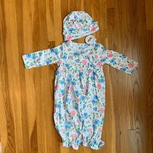 Brand New Baby Convertible Gown with Hat Set